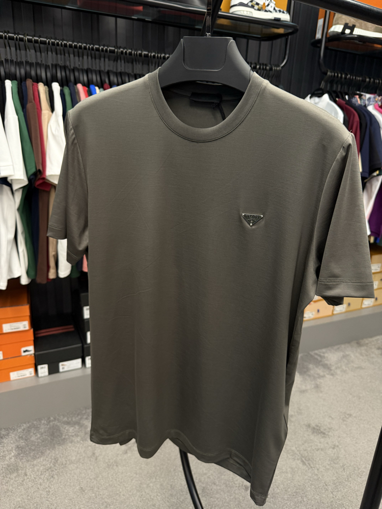 İthal Prada T-shirt Kırışmayan Kumaş (9460-Haki)