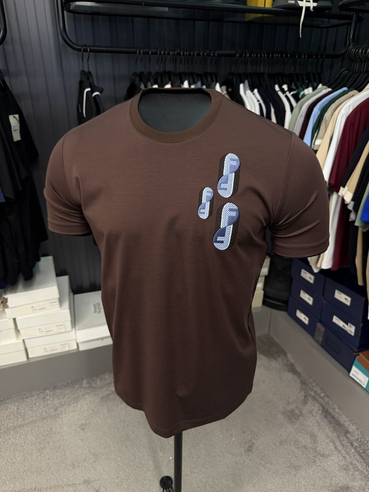 İthal Fendi T-shirt Kırışmayan Kumaş (9447-KahveRengi)