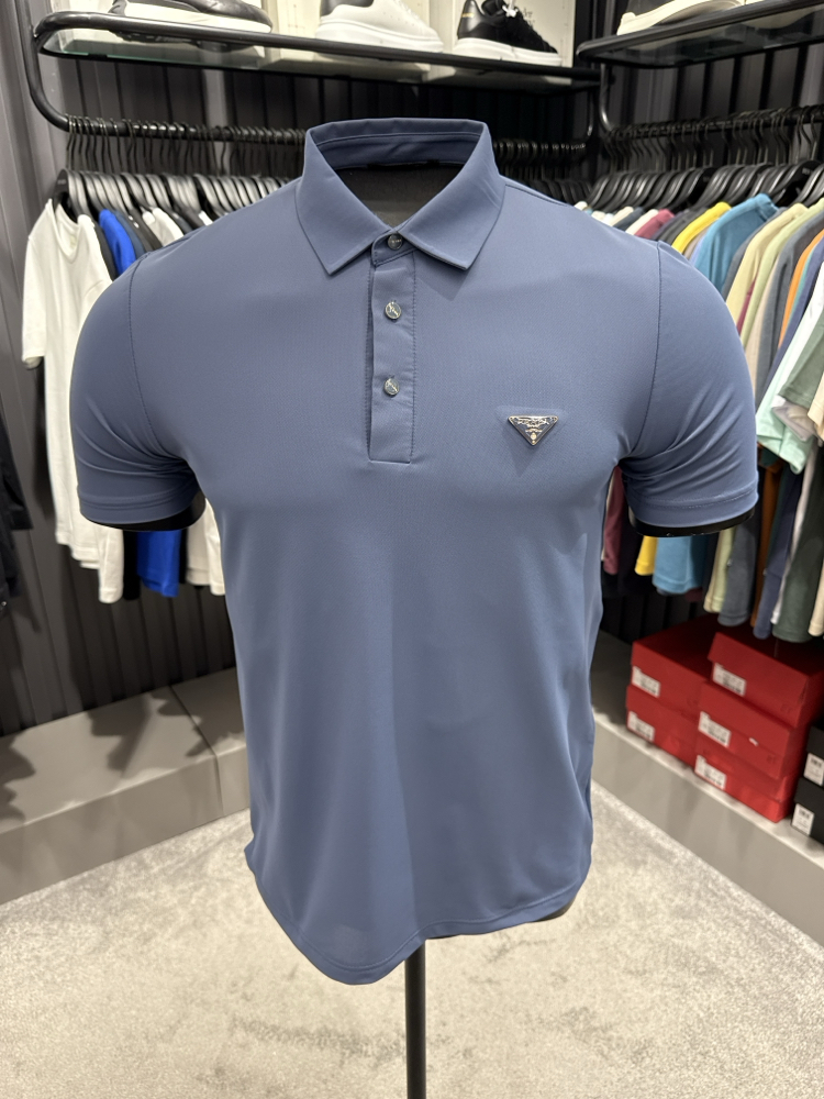 İthal Prada Polo Yaka Kırışmayan Kumaş (10072-Soft Blue)