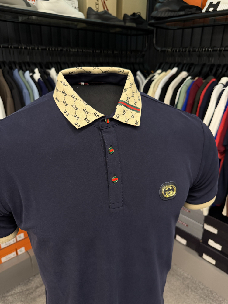İthal Gucci Polo Yaka  Kırışmayan Kumaş (10074-Lacivert)