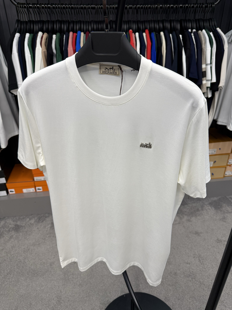 İthal Hermes T-shirt Kırışmayan Kumaş (9420-Beyaz)