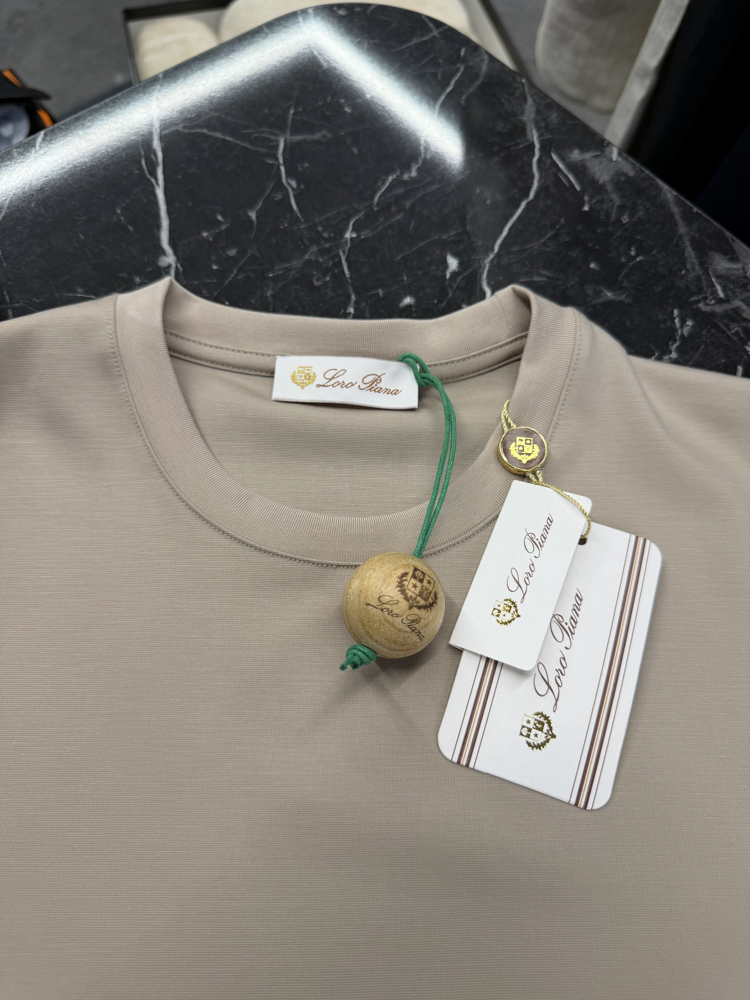 İthal Lora Piana T-shirt Kırışmayan Kumaş (9444-Bej)