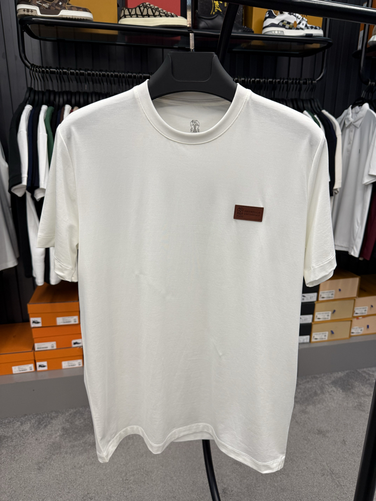 İthal Brunello Cucınelli T-shirt Kırışmayan Kumaş (9450-Beyaz)