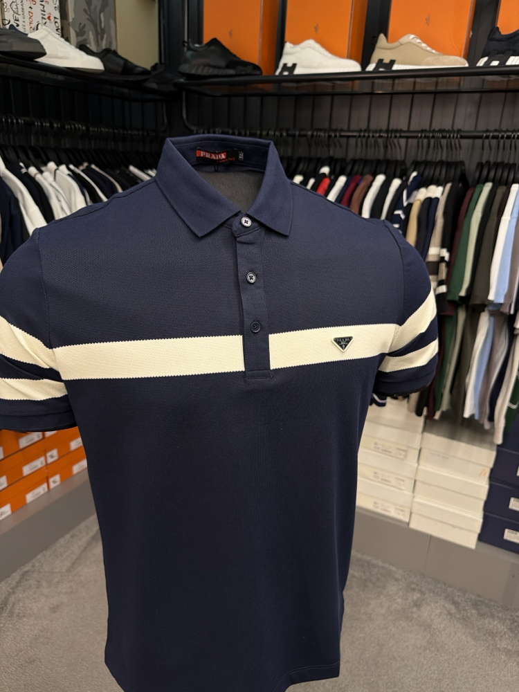 İthal Prada Polo Yaka Kırışmayan Kumaş (6956-Lacivert)
