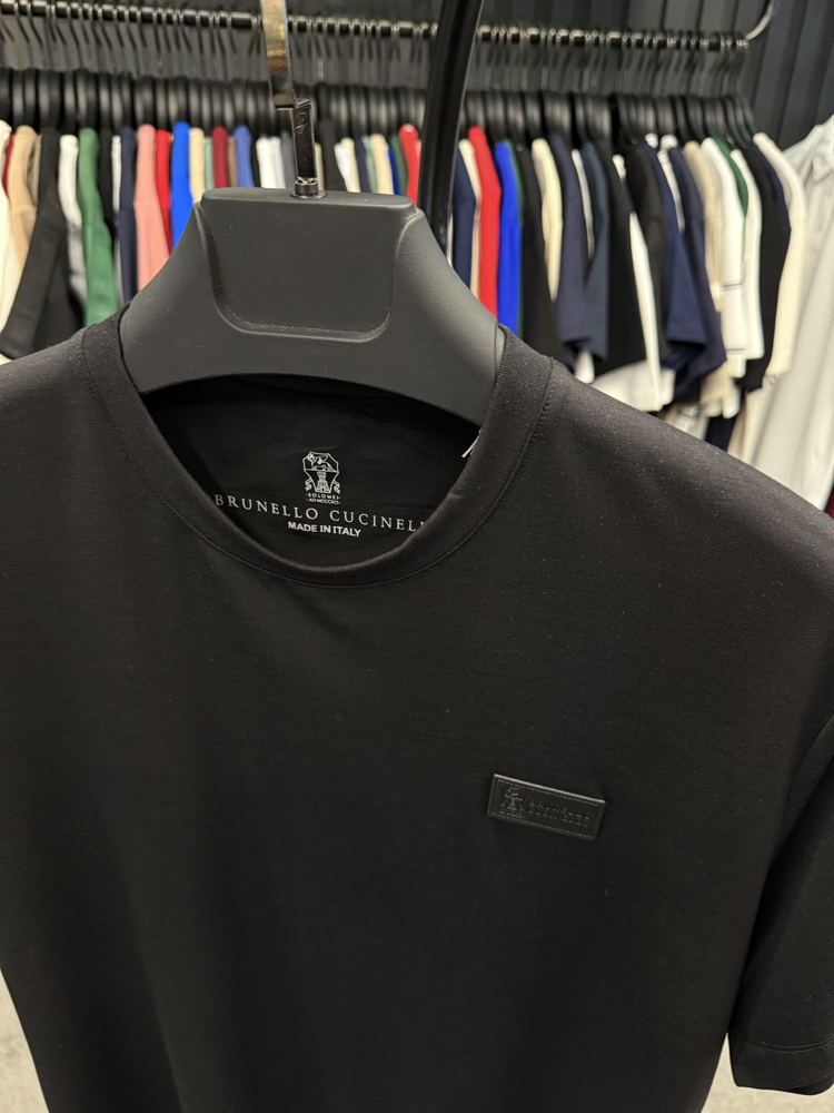 İthal Brunello Cucınelli T-shirt Kırışmayan Kumaş (9450-Siyah)