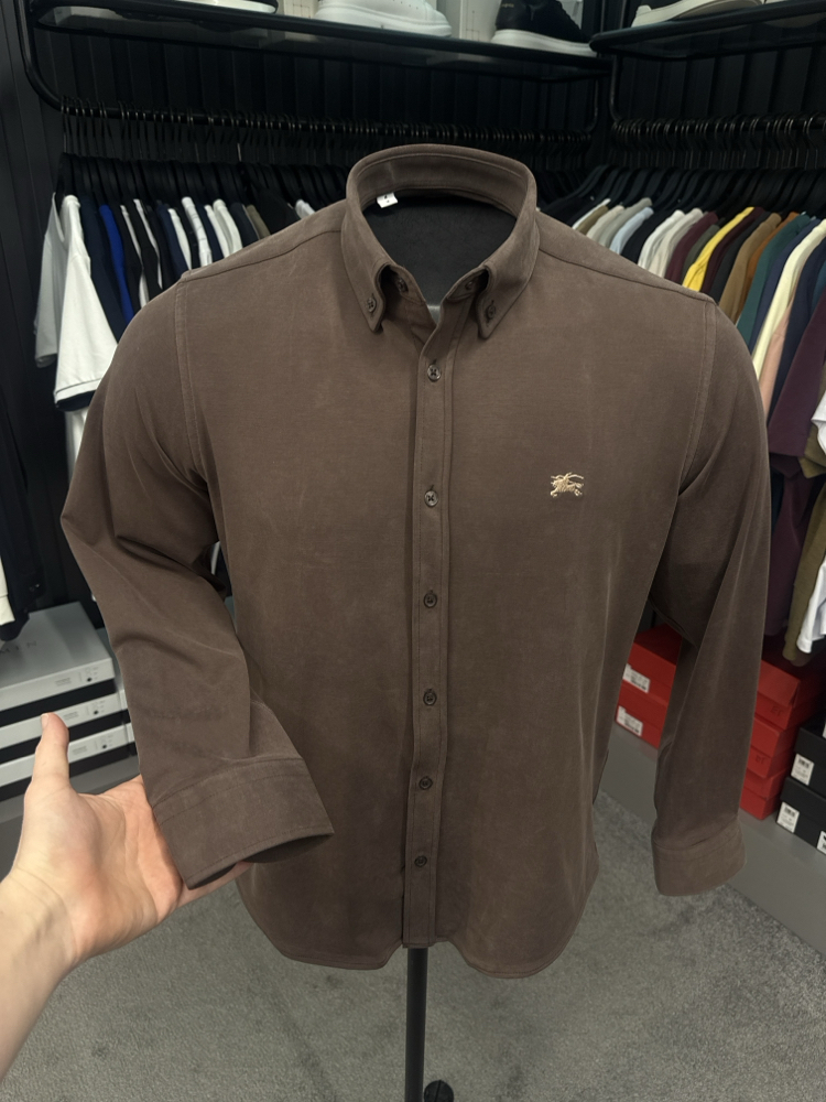 Burberry Yıkamalı Modal Kırışmayan Kumaş Gömlek (3914-Kahve)
