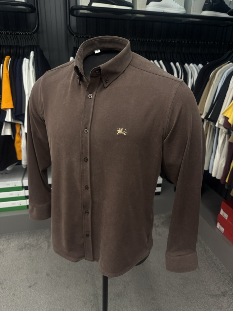 Burberry Yıkamalı Modal Kırışmayan Kumaş Gömlek (3914-Kahve)