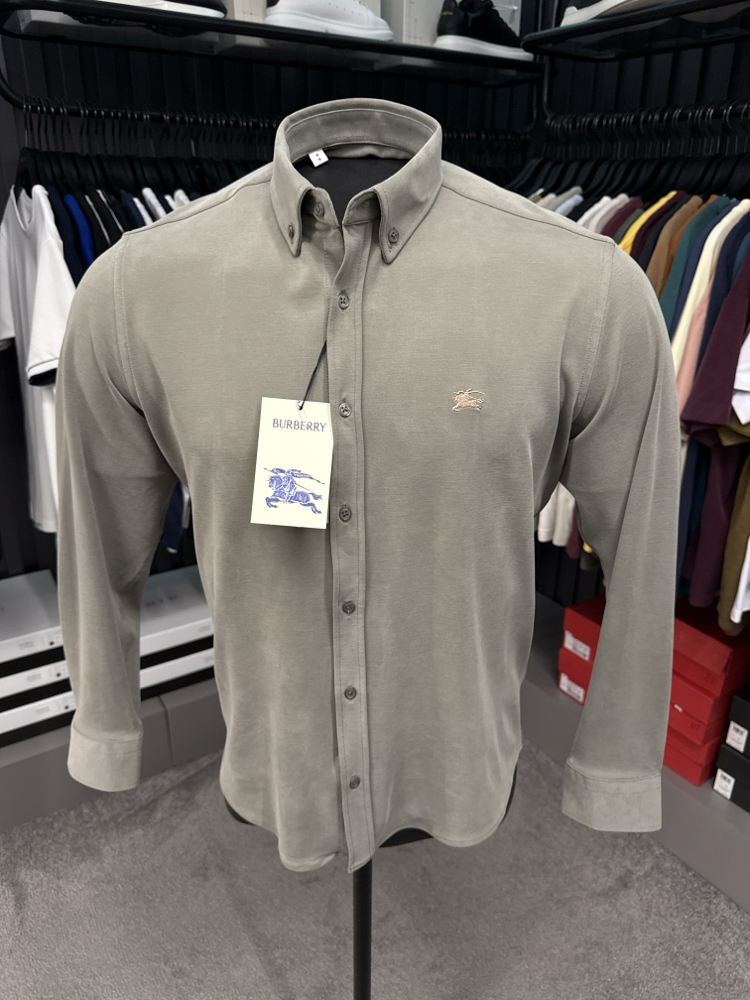 Burberry Yıkamalı Modal Kırışmayan Kumaş Gömlek (3914-Haki)