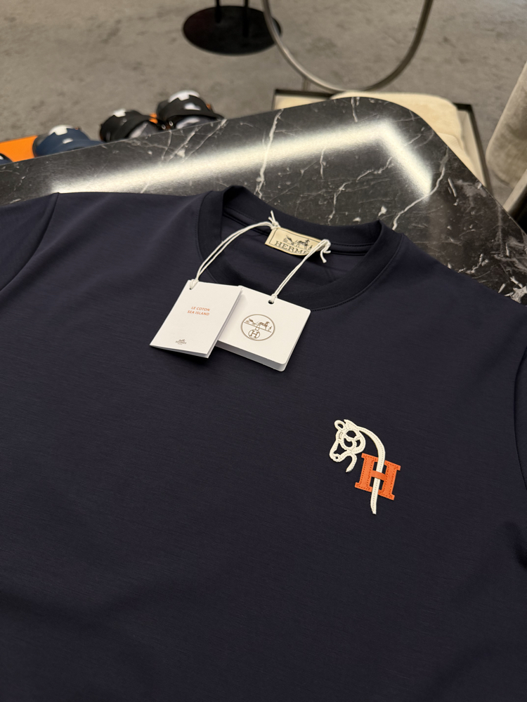İthal Hermes T-shirt Kırışmayan Kumaş (9449-Lacivert)