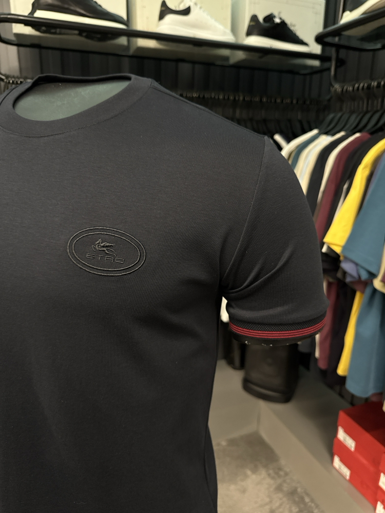 İthal Etro T-shirt Kırışmayan Kumaş (290001-Siyah)