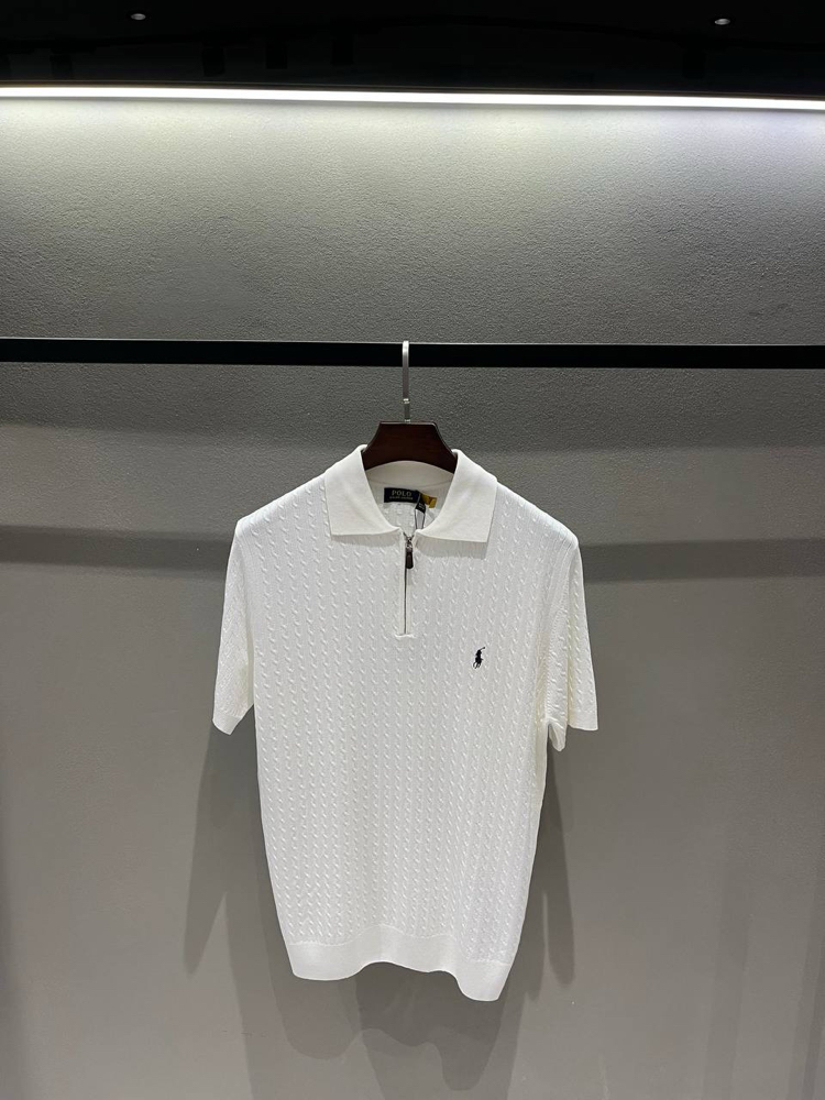 Premium Fermuarlı Triko Polo Yaka (Beyaz-5072)