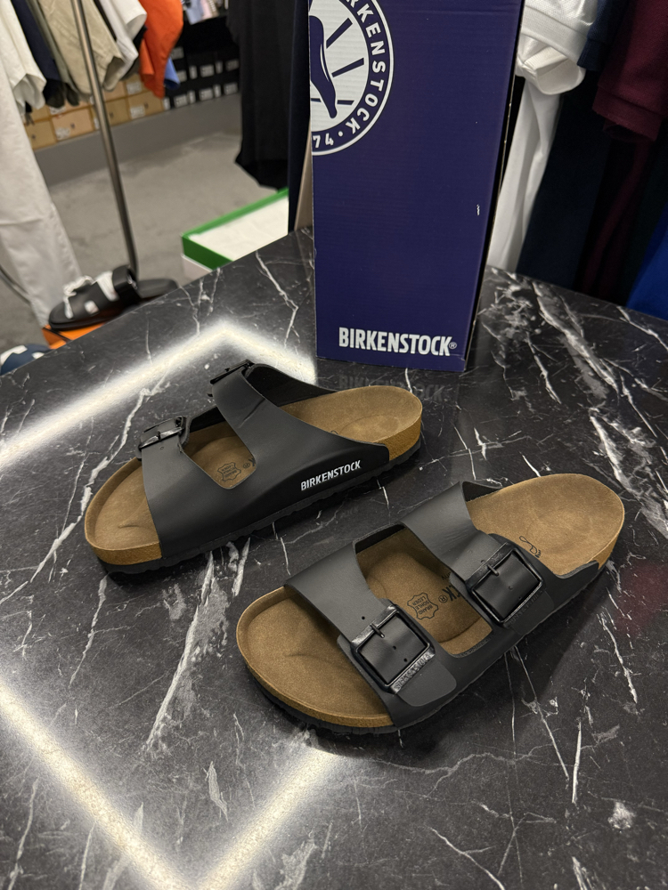 Birkenstock Arizona Deri Çift Toka (Siyah)