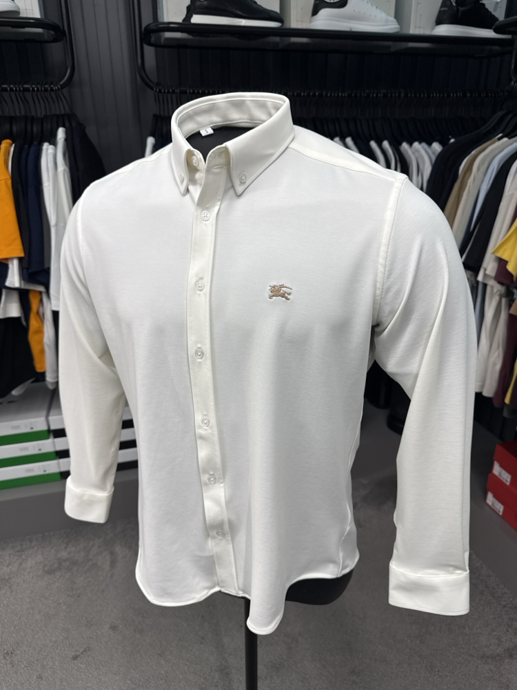 Burberry Yıkamalı Modal Kırışmayan Kumaş Gömlek (3914-Beyaz)
