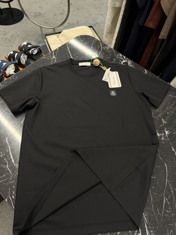İthal Lora Piana T-shirt Kırışmayan Kumaş (9432-Siyah)
