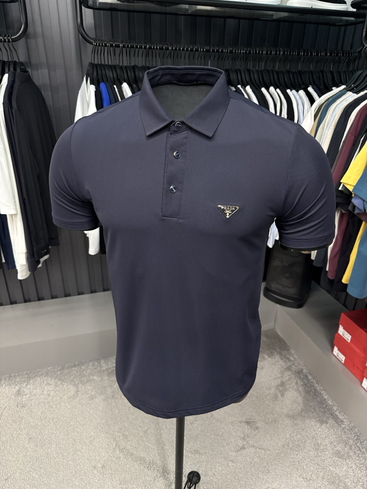 İthal Prada Polo Yaka Kırışmayan Kumaş (10072-Lacivert)