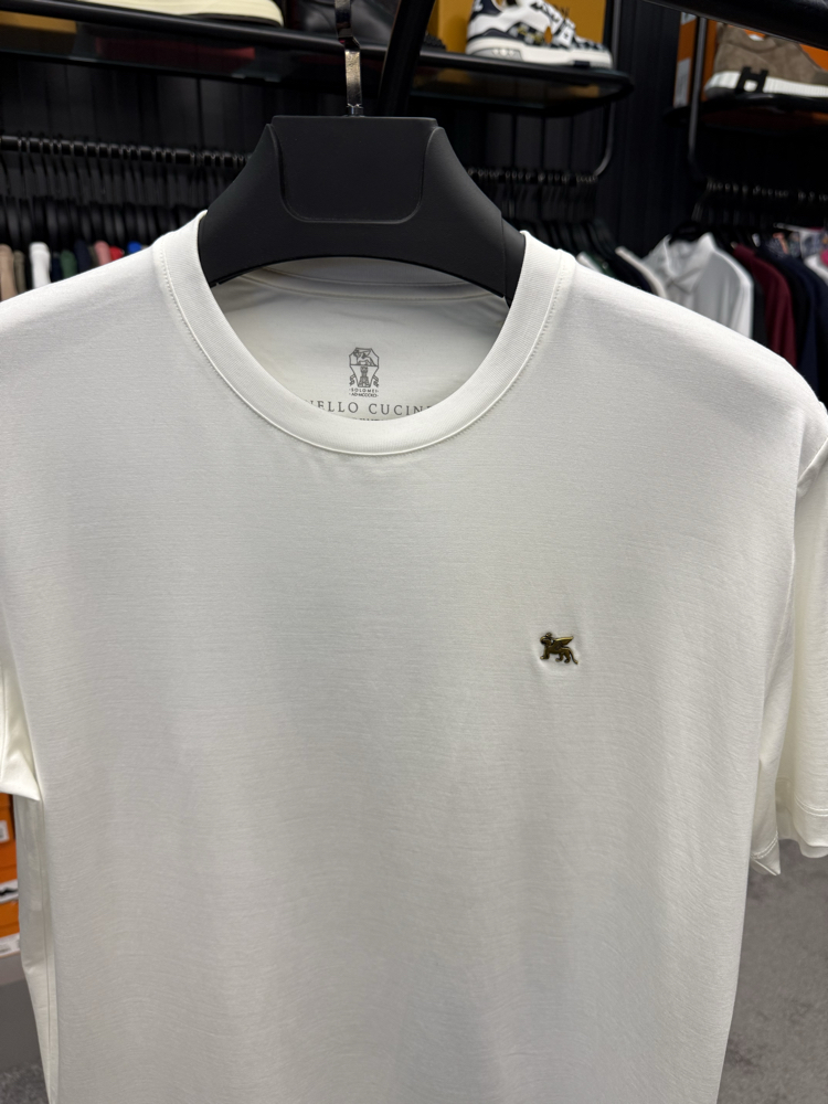 İthal Brunello Cucınelli T-shirt Kırışmayan Kumaş (9427-Beyaz)