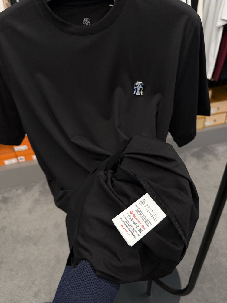 İthal Brunello Cucınelli T-shirt Kırışmayan Kumaş (9419-Siyah)