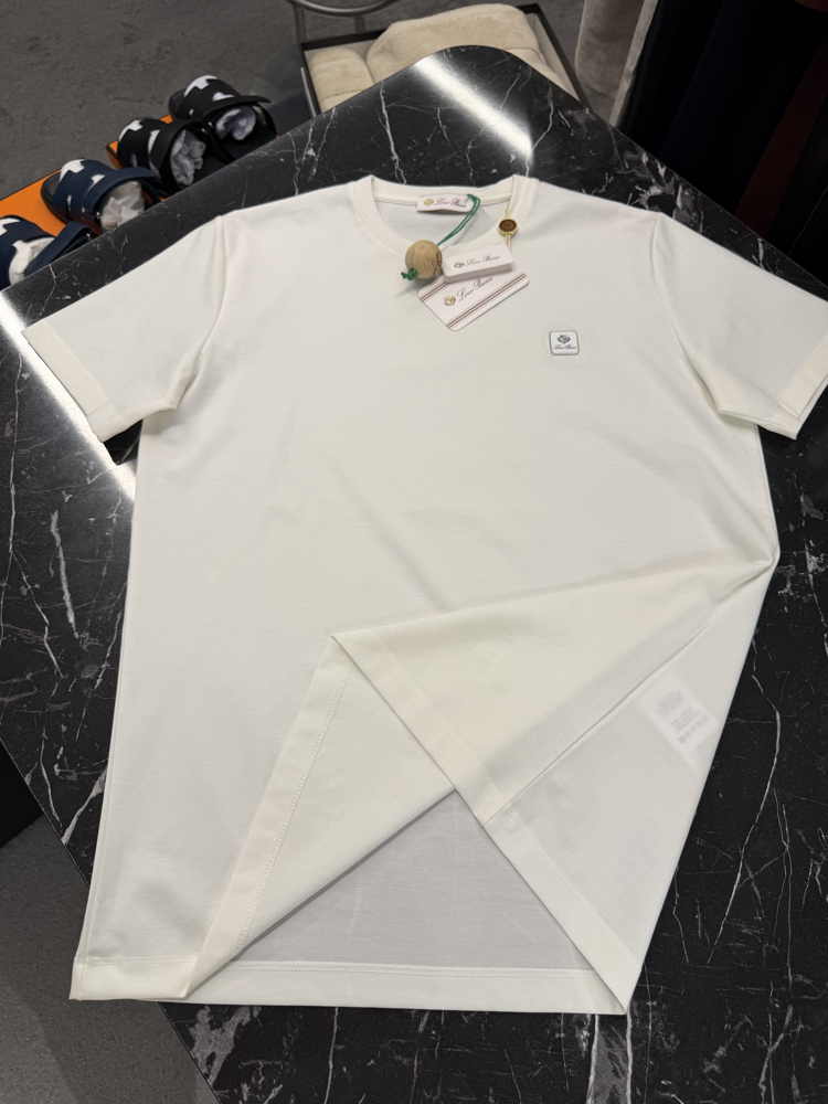 İthal Lora Piana T-shirt Kırışmayan Kumaş (9432-Beyaz)