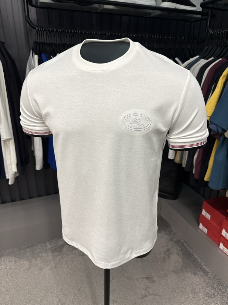İthal Etro T-shirt Kırışmayan Kumaş (290001-Beyaz)