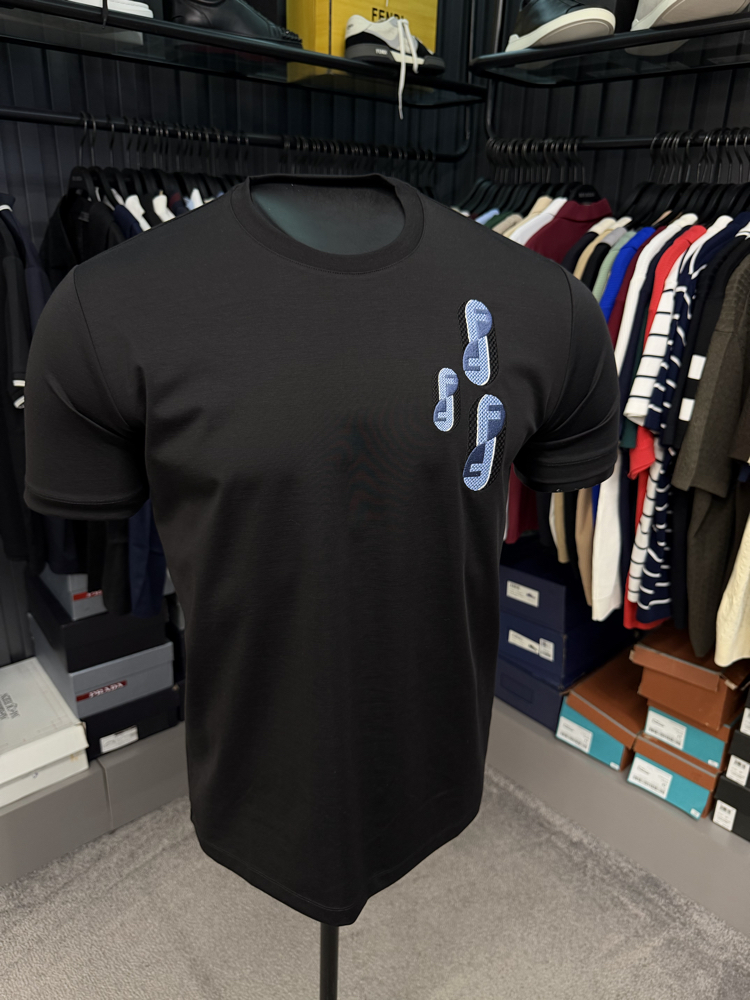 İthal Fendi T-shirt Kırışmayan Kumaş (9447-Siyah)