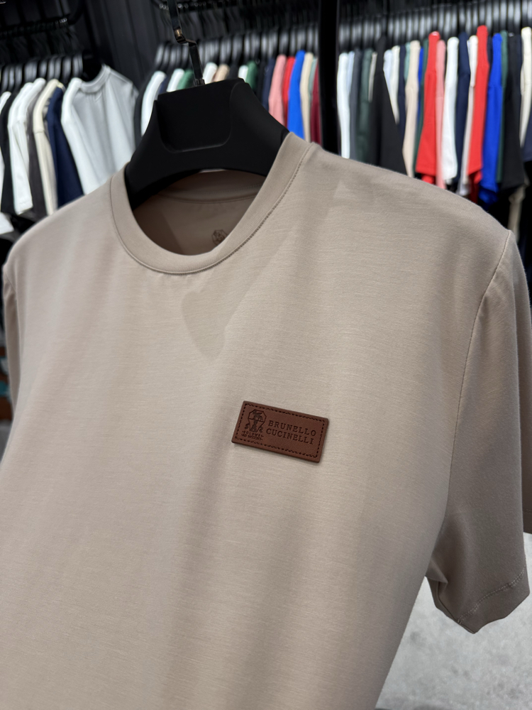 İthal Brunello Cucınelli T-shirt Kırışmayan Kumaş (9450-Vizon)