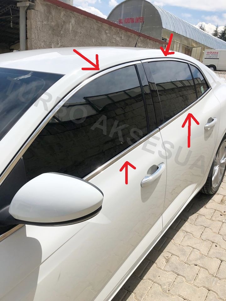 MEGANE 4 SEDAN CAM ÇERÇEVESİ 12 PARÇA KOMPLE TAM TUR A+KALİTE PASLANMAZ ÇELİK