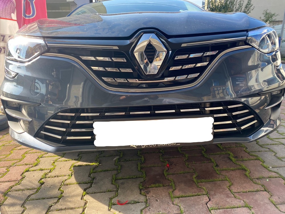 MEGANE 4 SEDAN 2021 VE SONRASI ÖN PANJUR VE ÖN ALT TAMPON ÇITASI 12 PARÇA PASLANMAZ ÇELİK