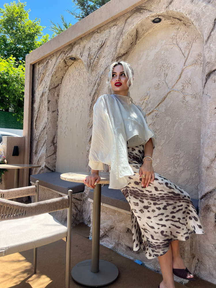 Leopar Işıltısı  Saten Etek
