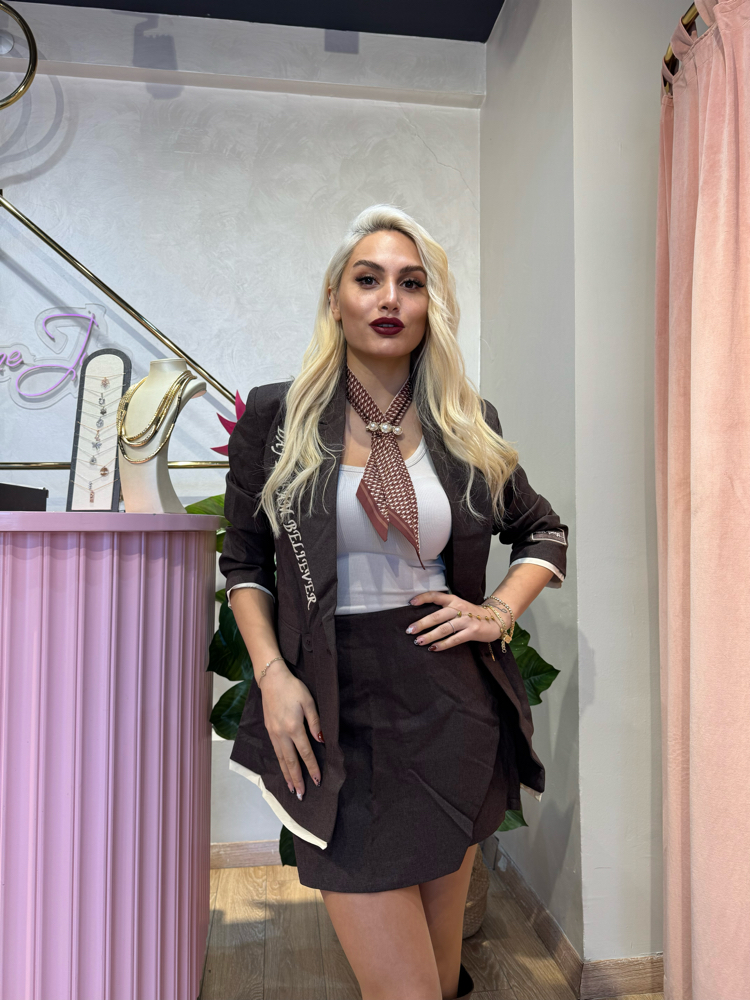 Mocha Chic Blazer Etek Takım