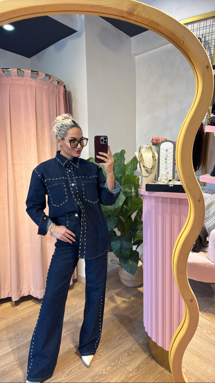 Zımba Detay Premium Denim Takım