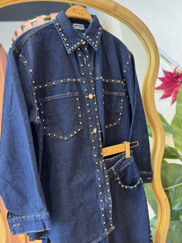Zımba Detay Premium Denim Takım