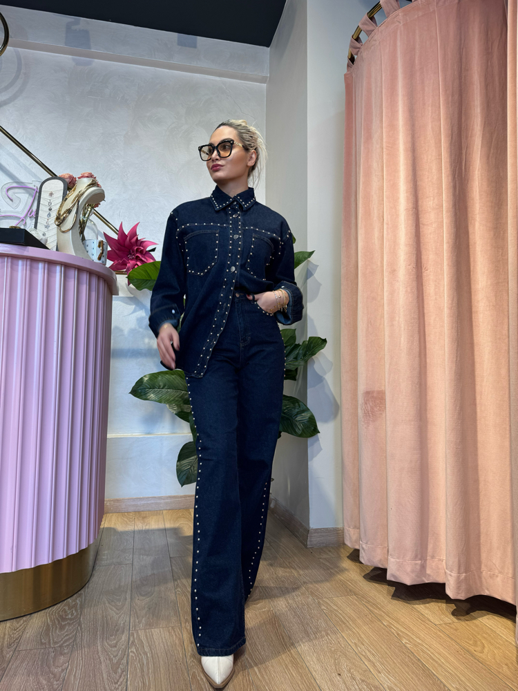 Zımba Detay Premium Denim Takım