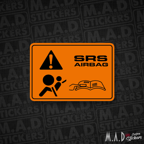 Honda Civic kaput altı turuncu SRS airbag sticker/etiket