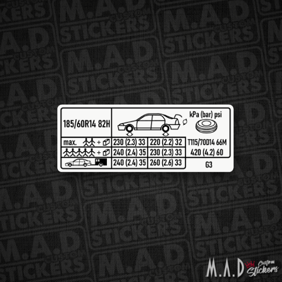 Civic lastik basınç sticker/etiket (tek tip)