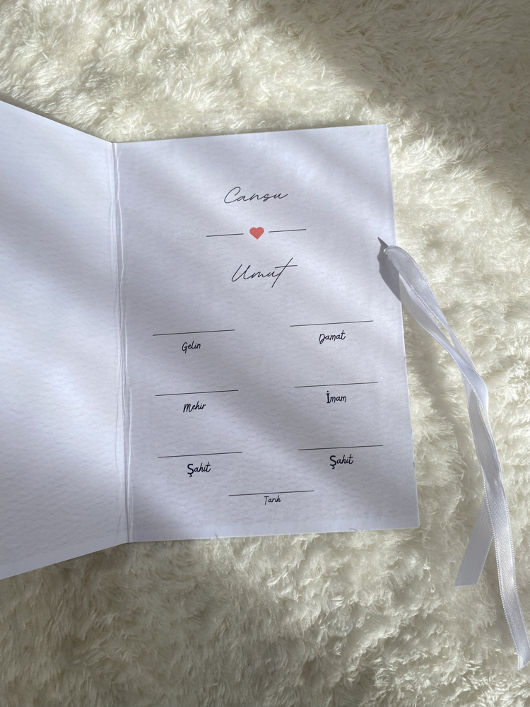 Dini Nikah Belgesi – Özel Tasarım | Kurdeleli | Sert Zeminli