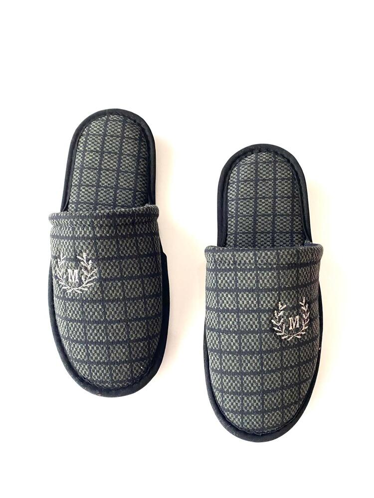 MAJHİ Erkek Önü Kapalı Terlik Peluş Yıkanabilir Ev Misafir Çeyiz Damat Terlik
