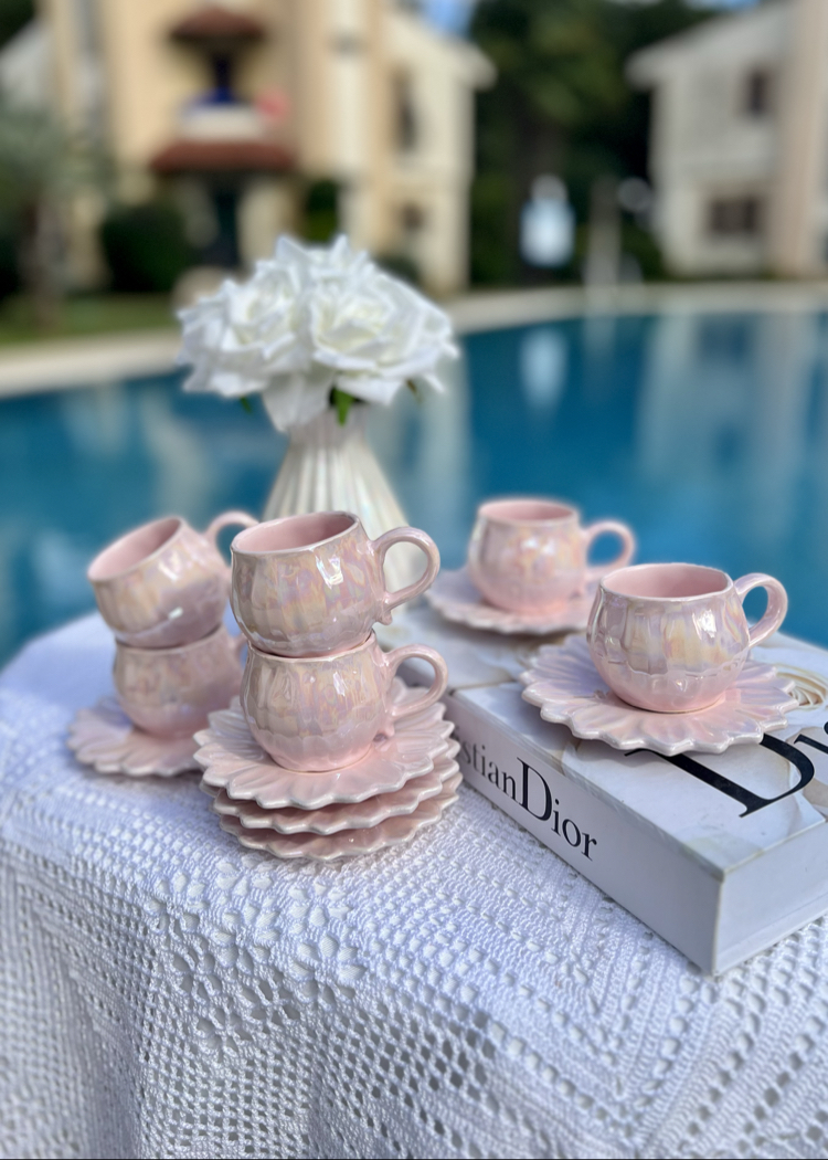 6 lı lale sedefli fincan takımı 120 ml