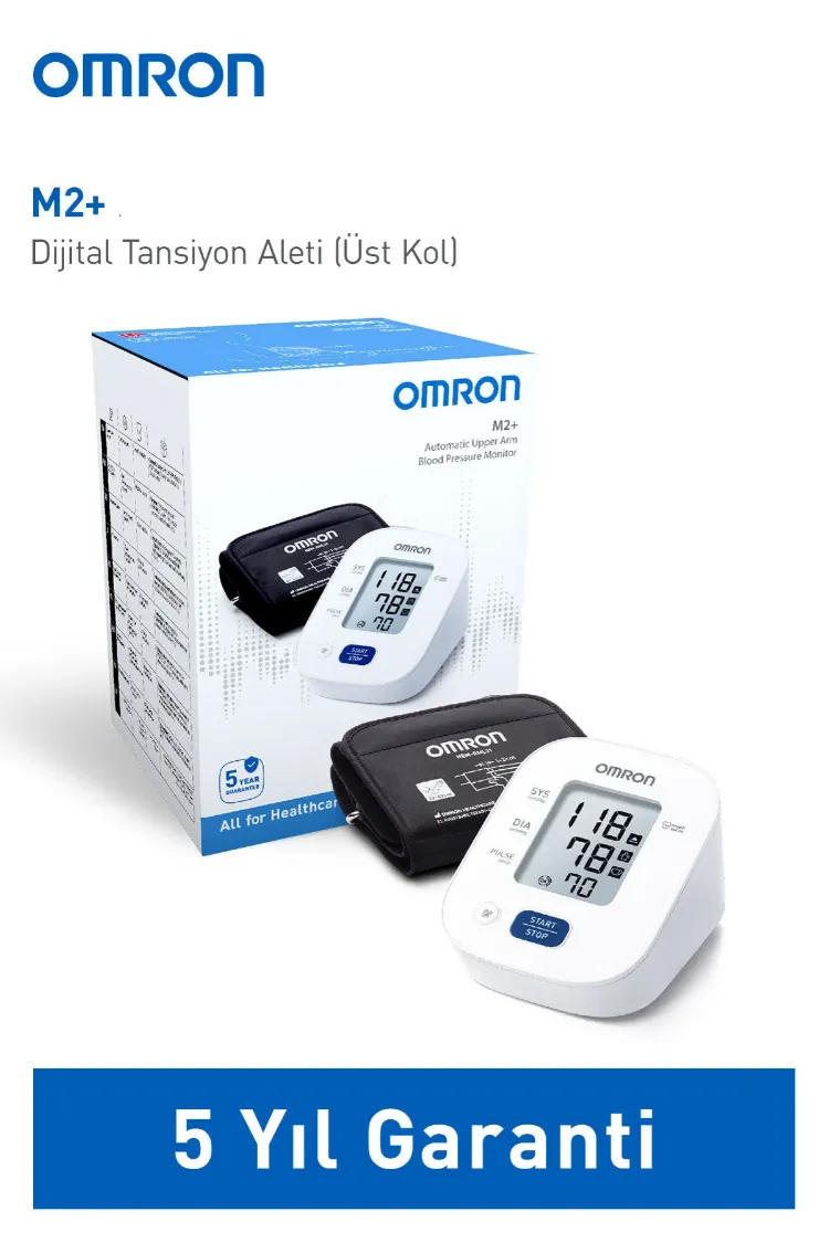 Omron M2+ Geniş Manşetli Üst Koldan Pilli Dijital Tansiyon Aleti – 5 Yıl Garantil