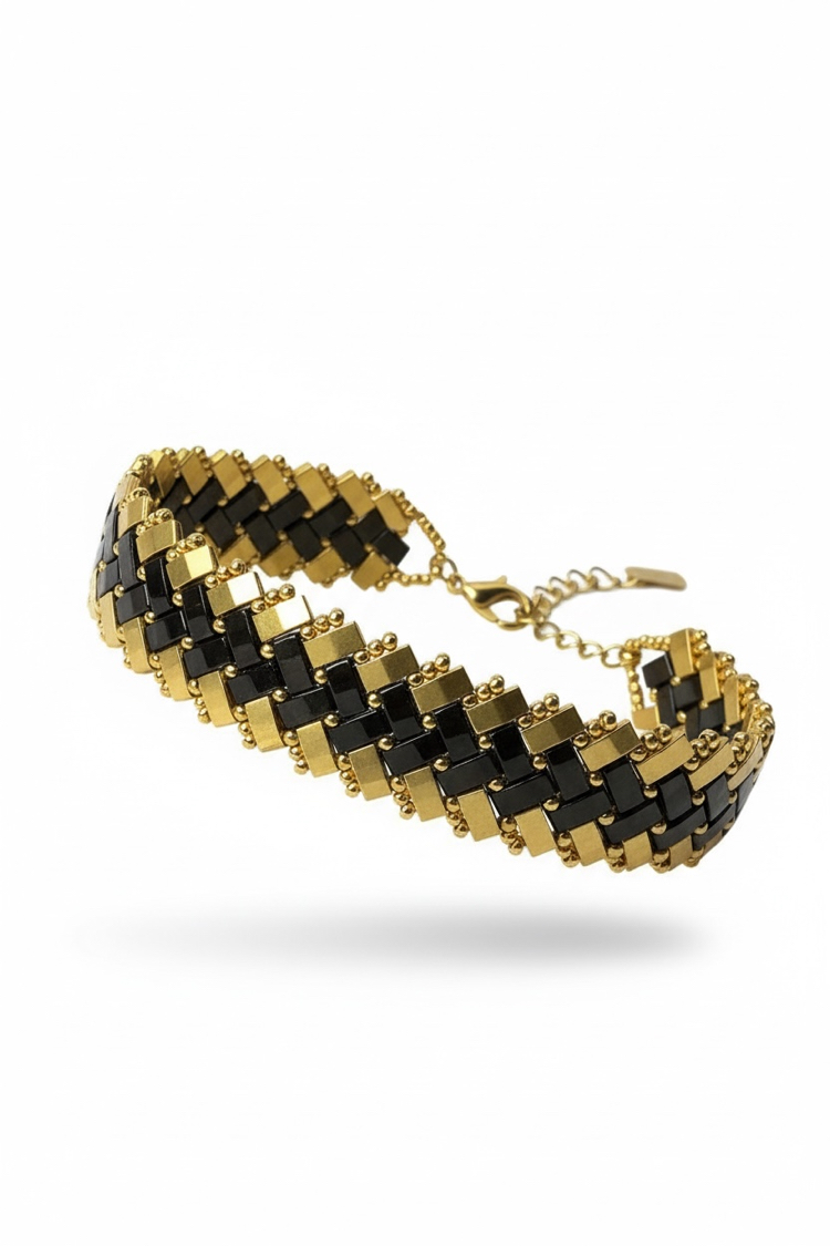 Onyx Gold Tila Bileklik