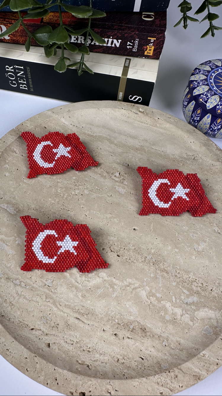 Dalgalanan Türk Bayrağı Broş