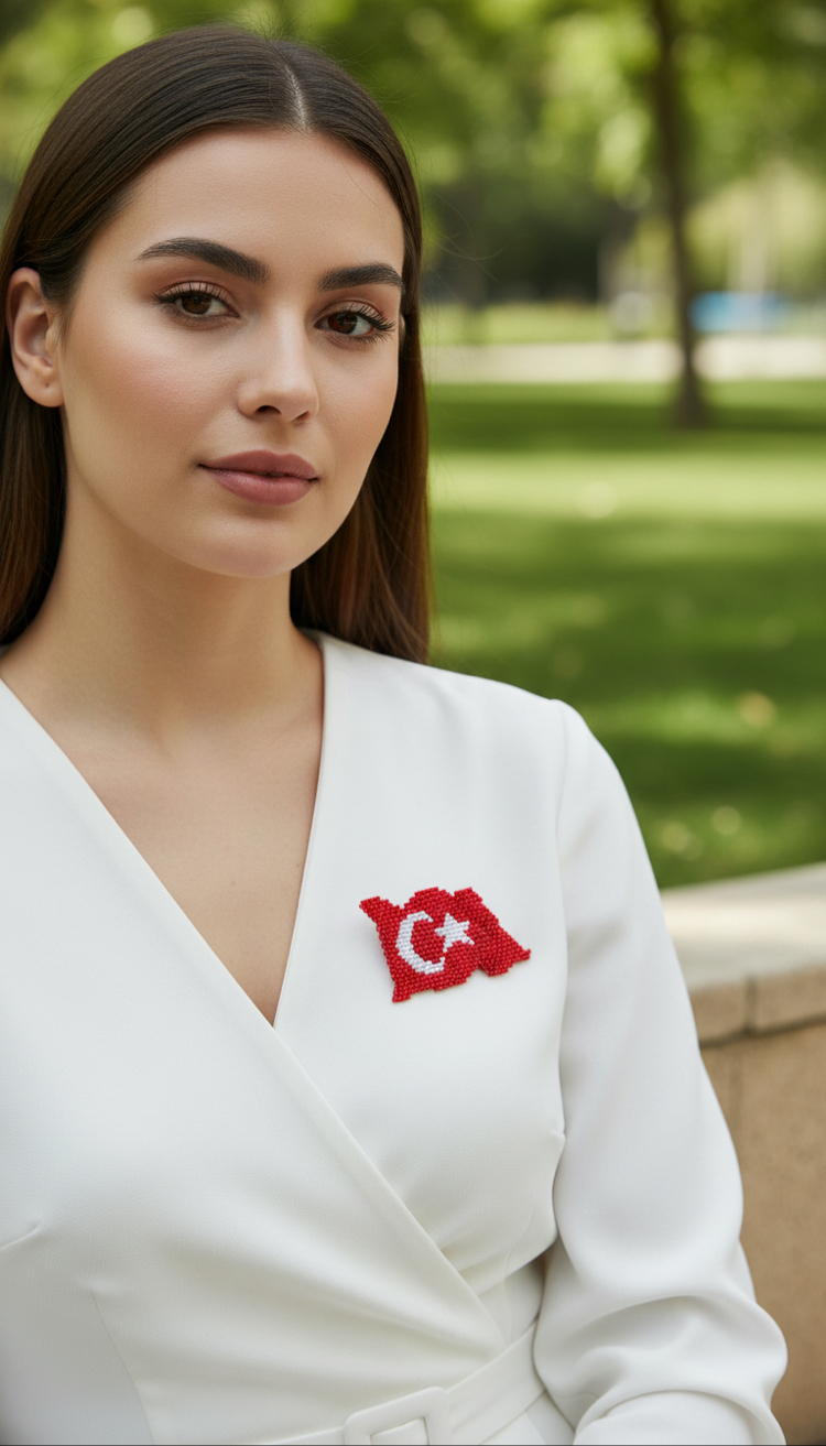 Dalgalanan Türk Bayrağı Broş