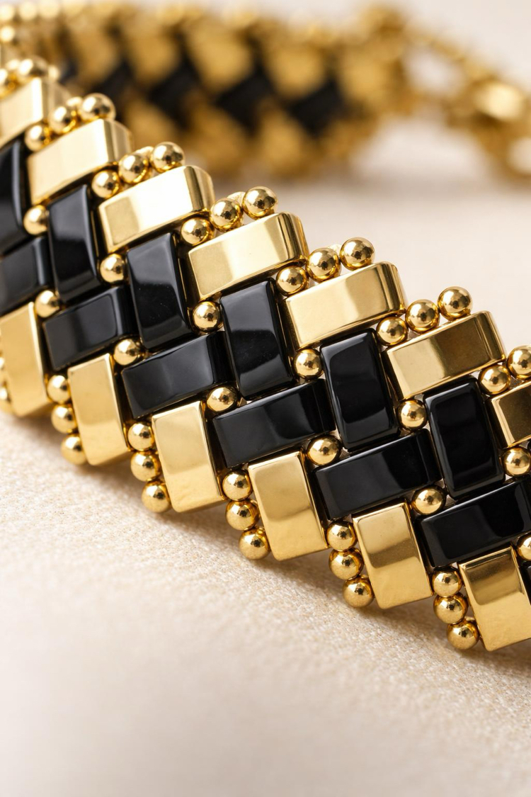 Onyx Gold Tila Bileklik