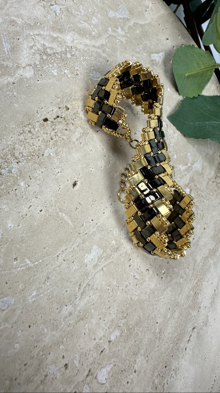 Onyx Gold Tila Bileklik