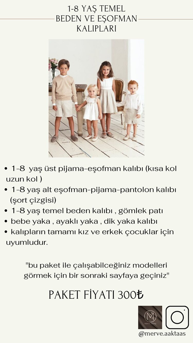 1-8 YAŞ ÇOCUK TEMEL KALIP