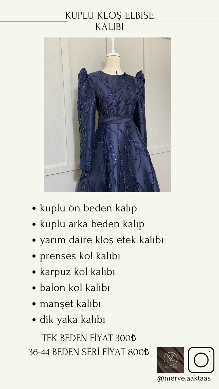 KUPLU KLOŞ ELBİSE KALIBI TEK BEDEN