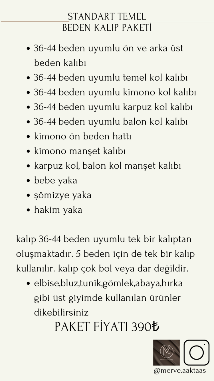 36-44 BEDEN STANDART BAZ KALIP