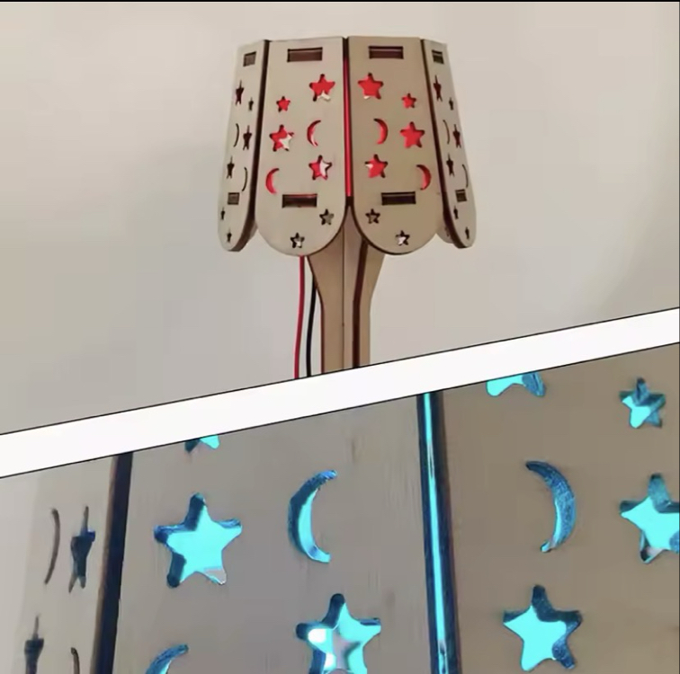 Ahşap El Sanatları Seti Renkli Küçük Masa Lambası DIY Bilim Bina Projeleri