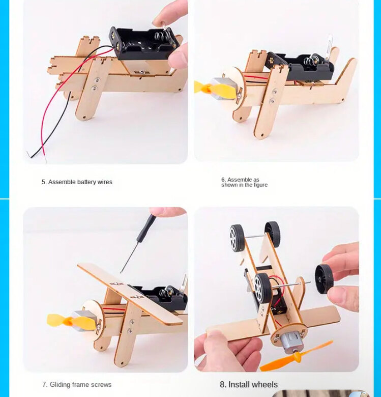 Elektrikli Taksi Uçak DIY Kiti, El Yapımı Bilim Deney Malzeme Kiti, Bilim ve Teknoloji Aletleri