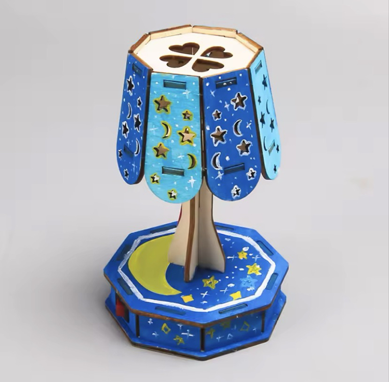 Ahşap El Sanatları Seti Renkli Küçük Masa Lambası DIY Bilim Bina Projeleri