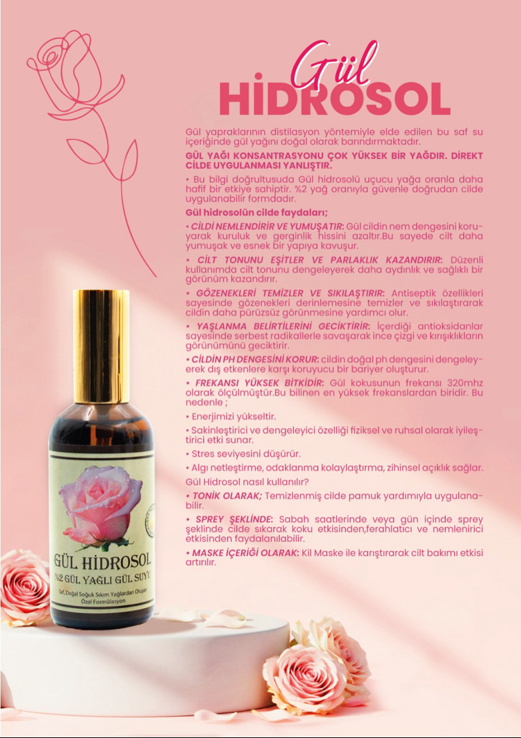 Gül Yağlı Gül Hidrosol(%2 Gül Yağı İçerir)
